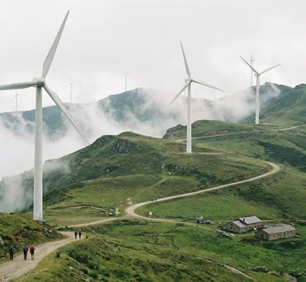 Eoliennes sur une montage